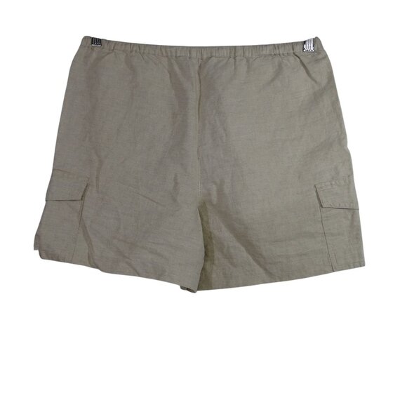 G.H. Bass Linen Blend Cargo Shorts Women Size S Tan Pull-on Elastic Waist FLAW - Picture 4 of 11